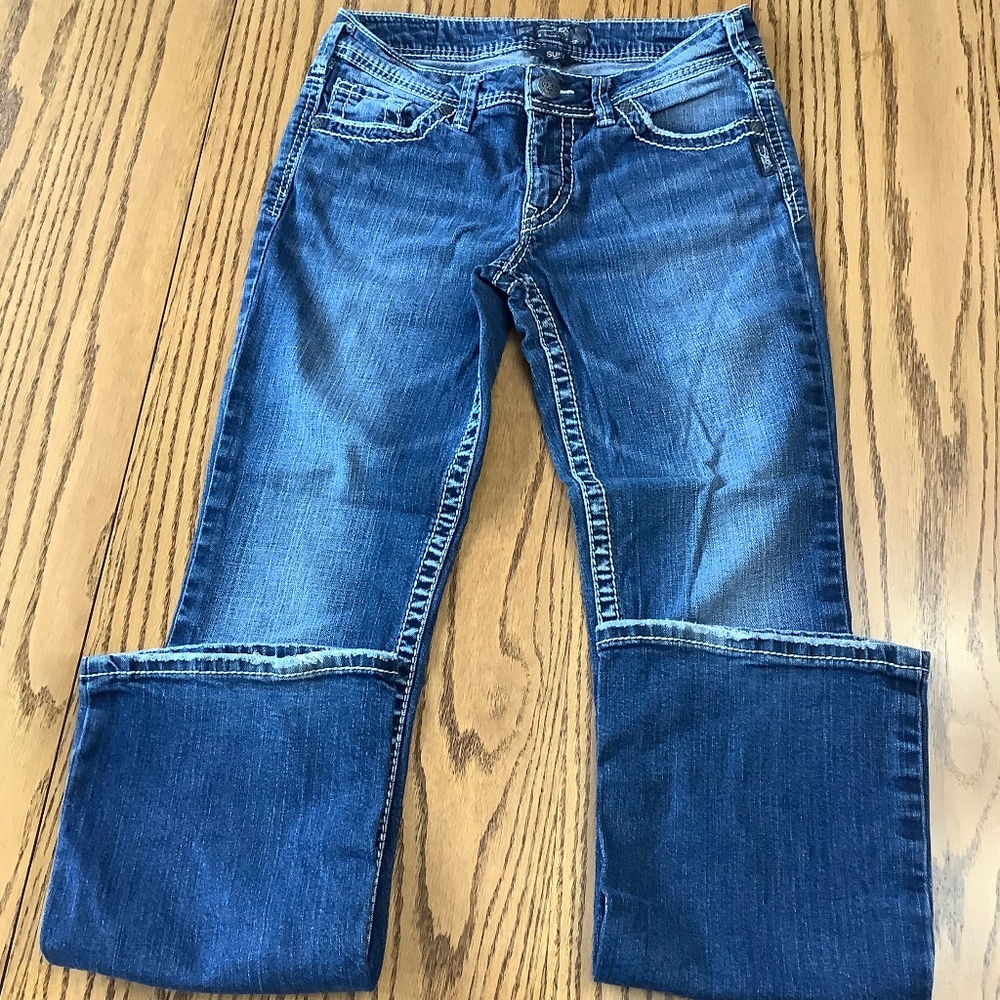 Silver Suki Jeans W29 Leg 31.5”, 9” Rise